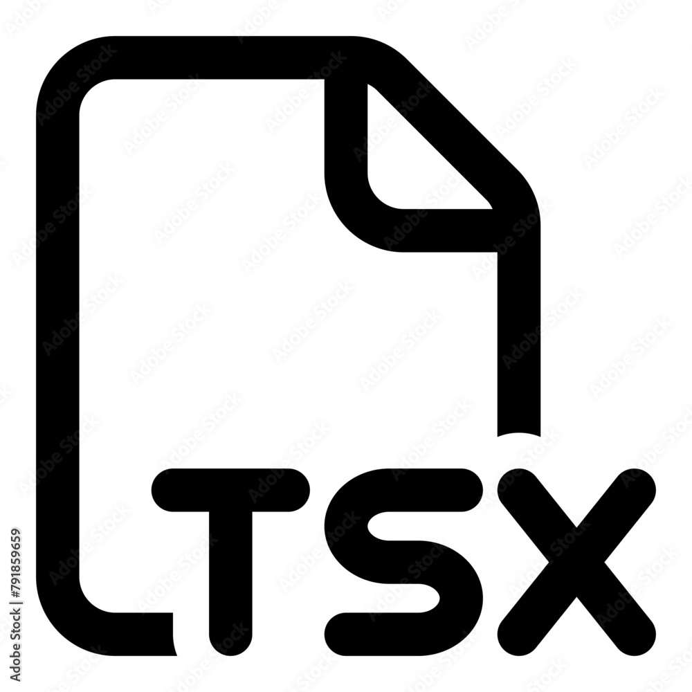 TSX file format icon in outline style. Simple document extension vector ...