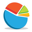 Colorful pie chart. Flat design. Hand drawn vector icon illustration. 