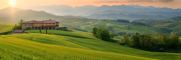 Wall Mural - Green hills and beautiful blue sky