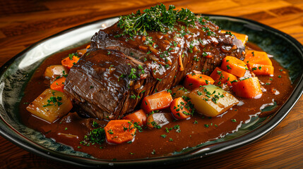 Wall Mural - Beef Bourguignon with Carrots, Potatoes and Parsley
