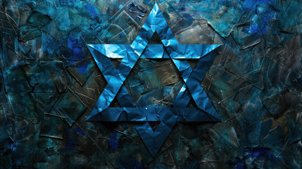 Blue Star of David Collage, Pesach celebration, Jewish Holiday, Passover sharing and celebrating 