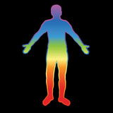 Fototapeta Koty - Human body silhouette  with aura colors