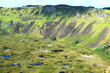 Incredible Crater Lake of Rano Kau Volcano View from Orongo Ceremonial Village on Easter Island, Chile, South America
