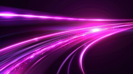 Wall Mural - A modern realistic illustration of abstract neon pink, purple rays, circular centric motion on a black background, space travel route perspective, and explosion energy warp.