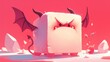 The mischievous cartoon sugar cube demon is fuming portraying the unhealthy and detrimental nature of sugary treats that pose a threat to human well being This mascot complete with tails an