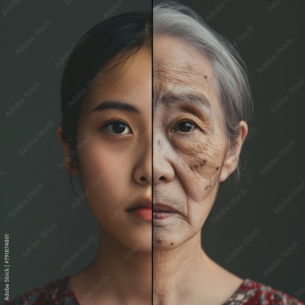 aging, Asian, young, old, portrait, woman, girl, elderly, life, age ...