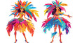 Two woman in Brazilian carnival costume posing isolated