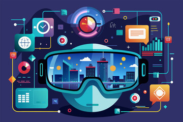 Fototapete - Augmented reality glasses overlaying digital information onto the real world
