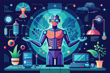 Aufkleber - Biohacking technology enhancing human capabilities