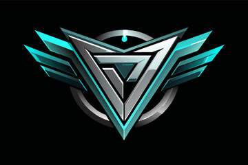 Aufkleber - Letter V futuristic logo using silver metallic gradient tones and vector design
