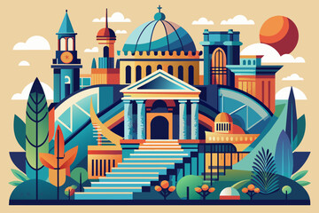 Fototapete - Dynamic composition inspired by architectural elements