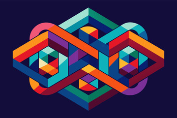Poster - Interlocking geometric shapes in vibrant colors