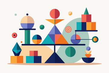 Fototapete - Minimalist geometric shapes conveying balance