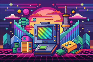 Leinwandbilder - Pixel art abstraction inspired by retro gaming