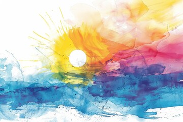 Wall Mural - Summer, simple background, minimalism, light simple watercolor