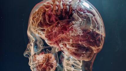 Human brain in a ct scan created with Generative AI