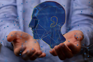 Leinwandbilder - Human head and brain.Deep learning , Machine learning and artificial intelligence , AI Technology,