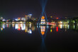 The night panorama of the Returned sword lake. The historical centre of Hanoi