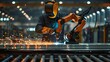 Engineer supervises robotic welding operations in smart factory using real-time software. Concept Smart Factory Operations, Robotic Welding, Real-time Software, Engineering Supervision