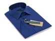 Dark blue folded short sleeve shirt isolated on white background