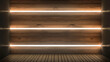 A wooden wall illuminated from below with white neon light, background