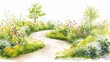 Enchanting Springtime Path Through Blossoming Garden