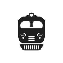 Wall Mural - Black train vector icon. Cargo train logo. Silhouette of an industrial train vector. Front view of the train. Cabin train icon. Vector illustration.