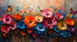 Musical Symphony: Vibrant Oil Painting of Colorful Flowers in Harmonious Composition