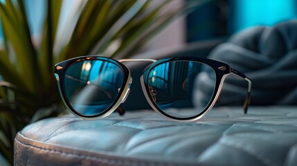 Canvas Print - marketing photo of a pair of stylish, modern eyeglasses. Elegant background