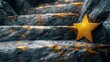 Yellow Star on stair, business success concept