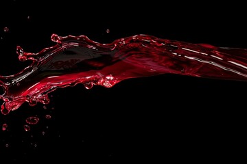 Poster - A fluid horizontal splash of red liquid is elegantly captured against a dark, isolated backdrop