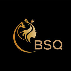 BSQ letter logo. best beauty icon for parlor and saloon yellow image on black background. BSQ Monogram logo design for entrepreneur and business.	
