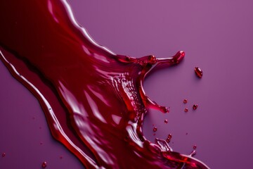 Poster - Image showcases a dynamic splash of red fluid on a monochromatic purple hue, symbolizing action and elegance