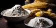 A bowl filled with fresh ripe corn cobs, kernels, and corn starch, offering a wholesome depiction of farm-fresh produce.