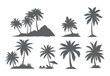 © Pro Creator - vector set of tropical palm and tree silhouettes. EPS ,Set tropical palm trees with leaves, mature and young plants, black silhouettes isolated on white background. Vector