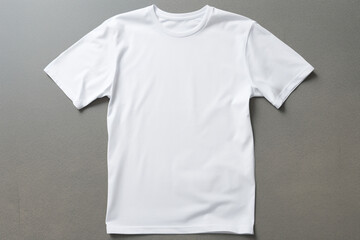 Sticker - a white t shirt mockup on a grey background, in the style of minimalist monochromes сreated with Generative Ai