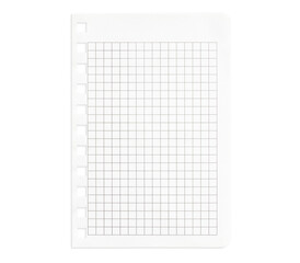 Notepad paper sheet. Graph paper isolated on transparent background