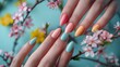 Elegant Easter Pastel Nail Art on Almond-Shaped Nails Generative AI