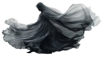 Poster - Phantom-like dress billowing in the absence of figures, isolated on transparent background.PNG File. 