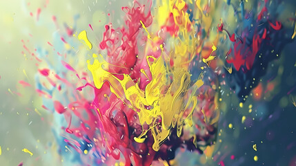 Wall Mural - Colorful Explosion of Paint Splatters on Glass