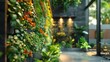 Urban Eco-Friendly Indoor Vertical Garden with Perennials Generative AI