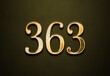 Old gold effect of 363 number with 3D glossy style Mockup.	