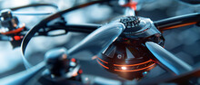 Close-up Of A Drone's Spinning Propeller In Action, 3D Realistic Illustration Emphasizing The Dynamic Motion And Intricate Engineering