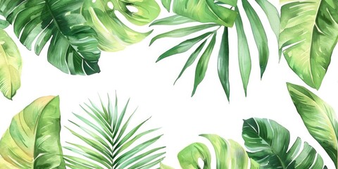 Wall Mural - Tropical Leaves Watercolor Painting