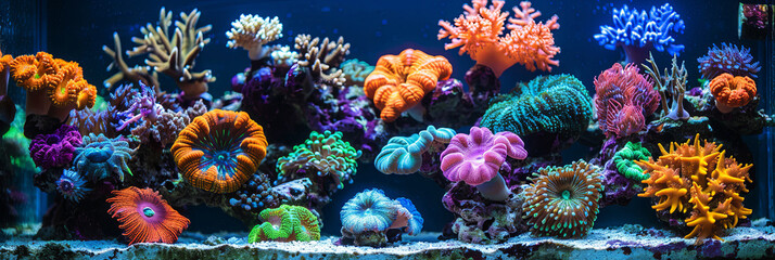 Poster - A colorful aquarium with many different types of sea creatures