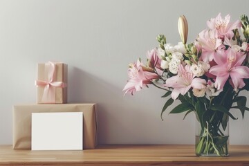 Sticker - Pink and White Flower Vase