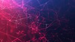 Abstract digital network with vibrant pink nodes on dark background