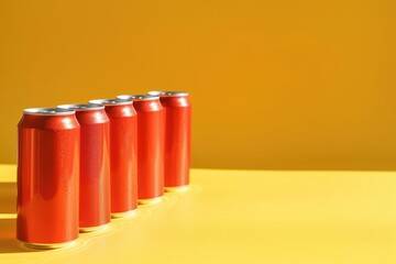 Wall Mural - Red soda cans on table