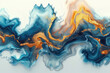 Abstract Blue and Gold wave resin art painting, resin with acrylic paint, flowing resin shapes. Created with Ai