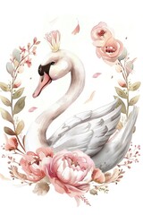 Sticker - Swan surrounded by flowers